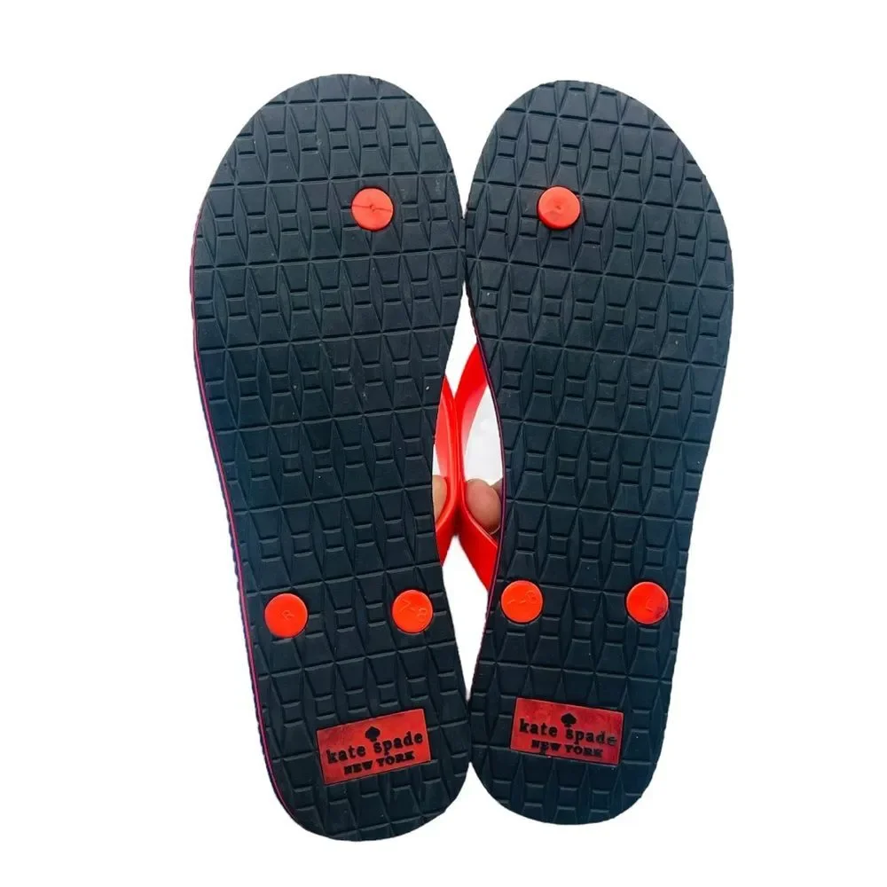 Kate Spade Orange & Blue Polka Dot Rubber Sandals Flip Flops Sz 7